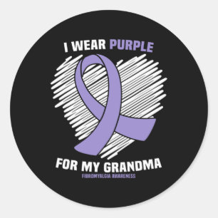 I Wear Purple For My Grandma Fibromyalgia Awarenes Classic Round Sticker
