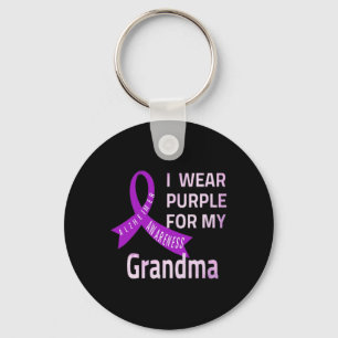 I Wear Purple For My Grandma Heimerheimer Disease Keychain