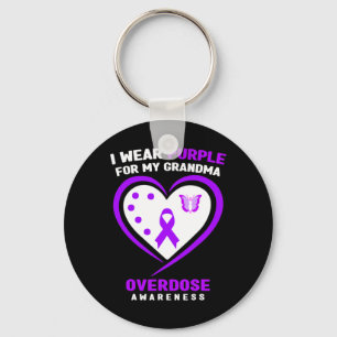 I Wear Purple For My Grandma Overdose Awareness 1 Keychain