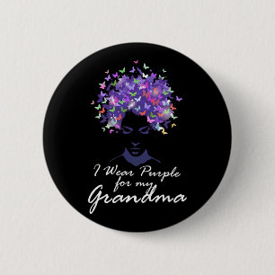 I Wear Purple For My Grandma Support Heimerheimer  2 Inch Round Button