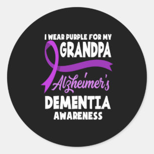 I Wear Purple For My Grandpa Alzheimer's Dementia Classic Round Sticker