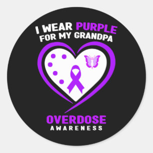I Wear Purple For My Grandpa Overdose Awareness Classic Round Sticker