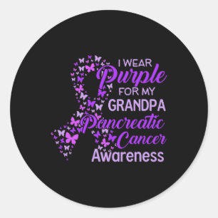 I Wear Purple For My Grandpa Pancreatic Cancer 1 Classic Round Sticker