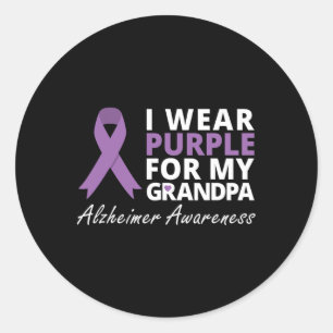 I Wear Purple For My Grandpa T Shirt Ribbon Family Classic Round Sticker