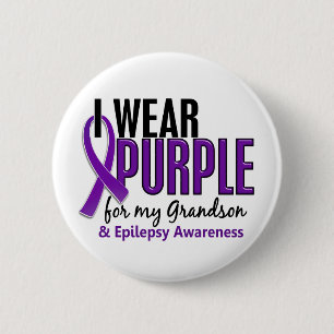 I Wear Purple For My Grandson 10 Epilepsy 2 Inch Round Button