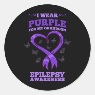 I Wear Purple For My Grandson Epilepsy Awareness 2 Classic Round Sticker