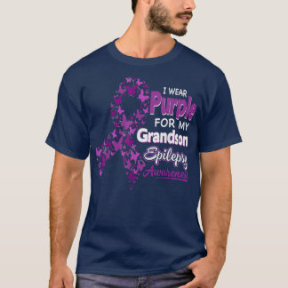 I Wear Purple For My Grandson Epilepsy Awareness  T-Shirt