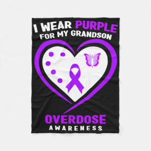 I Wear Purple For My Grandson Overdose Awareness Fleece Blanket