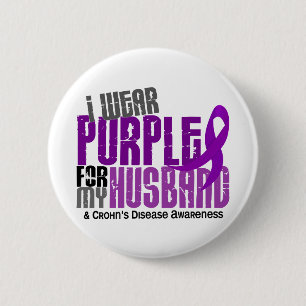 I Wear Purple For My Husband 6 Crohn’s Disease 2 Inch Round Button