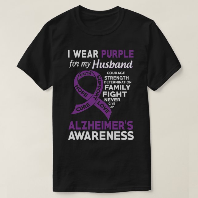 I Wear Purple For My Husband Alzheimer'S Awareness T-Shirt (Design Front)