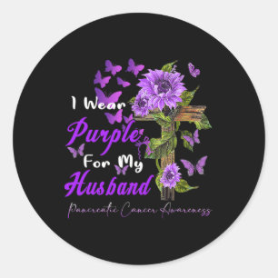 I Wear Purple For My Husbynd Pancreatic Cancer Awa Classic Round Sticker