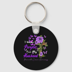 I Wear Purple For My Husbynd Pancreatic Cancer Awa Keychain