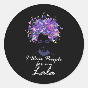 I Wear Purple For My Lala Mom Support Heimerheimer Classic Round Sticker