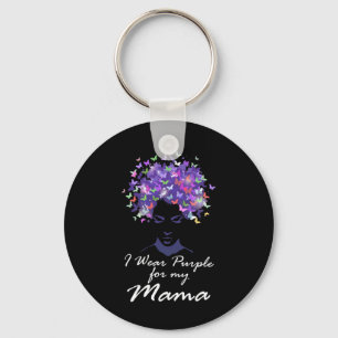 I Wear Purple For My Mama Mom Support Heimerheimer Keychain