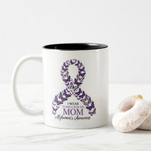 I Wear Purple for My Mom Alzheimer's Awareness Two-Tone Coffee Mug