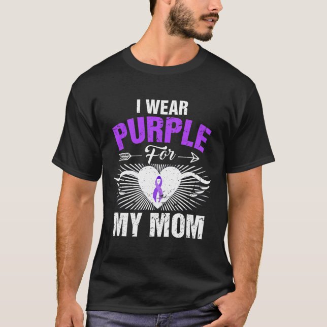 I Wear Purple For My Mom Epilepsy Awareness Costum T-Shirt (Front)