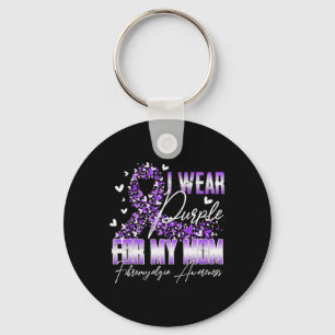 I Wear Purple For My Mom Fibromyalgia Awareness Ri Keychain