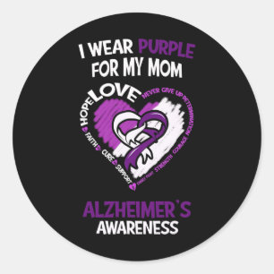 I Wear Purple For My Mom - Heimerheimer's Awarenes Classic Round Sticker