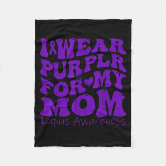 I Wear Purple For My Mom Lupus Awareness Groovy Fleece Blanket