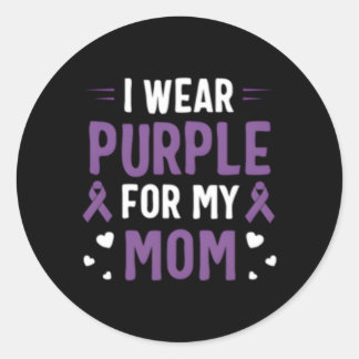 I Wear Purple For My Mom Pancreatic Cancer Awarene Classic Round Sticker