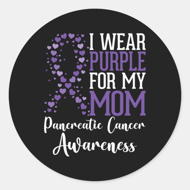 I wear Purple for my Mom Pancreatic Cancer Awarene Classic Round Sticker (Front)