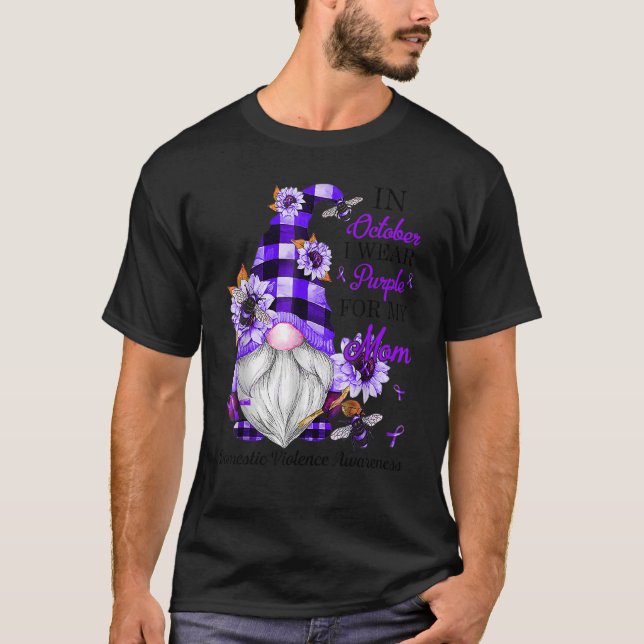 I Wear Purple For My Mom Purple Gnome Domestic Vio T-Shirt (Front)