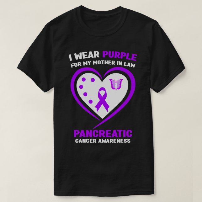 I Wear Purple For My Mother in Law Pancreatic Canc T-Shirt (Design Front)