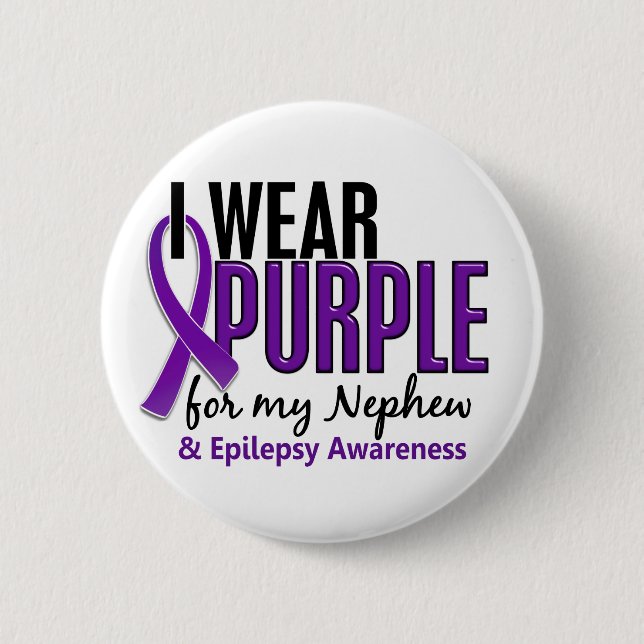 I Wear Purple For My Nephew 10 Epilepsy 2 Inch Round Button (Front)