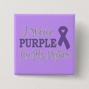 I Wear Purple For My Nephew (Purple Ribbon) 2 Inch Square Button