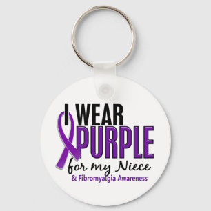 I Wear Purple For My Niece 10 Fibromyalgia Keychain