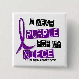 I Wear Purple For My Niece 37 Epilepsy 2 Inch Square Button