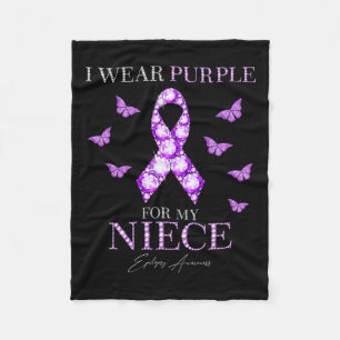 I Wear Purple For My Niece Epilepsy Awareness Mont Fleece Blanket