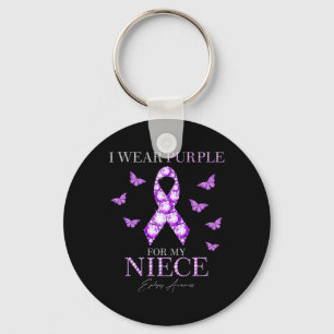 I Wear Purple For My Niece Epilepsy Awareness Mont Keychain