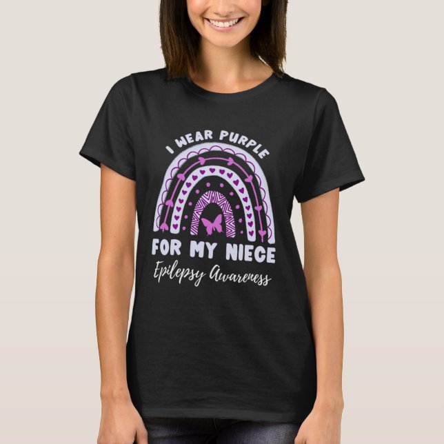 I Wear Purple For My Niece Epilepsy Awareness Rain T-Shirt (Front)
