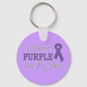 I Wear Purple For My Niece (Purple Ribbon) Keychain