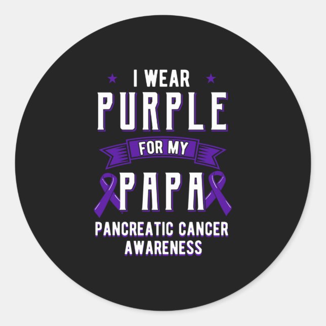 I Wear Purple For My Papa Classic Round Sticker (Front)