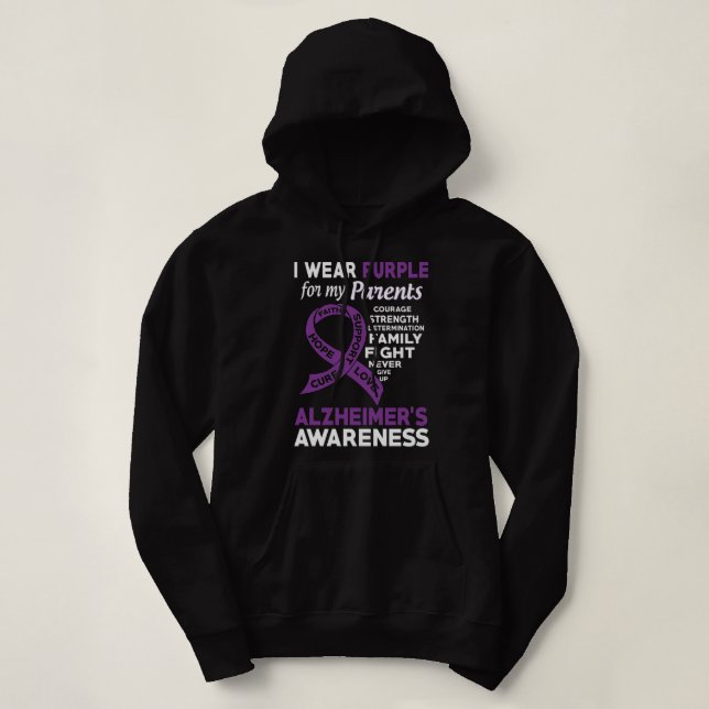 I Wear Purple For My Parents Alzheimer'S Awareness Hoodie (Design Front)