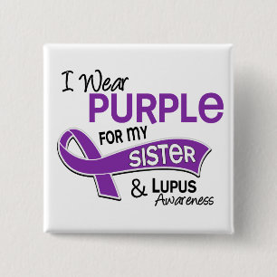 I Wear Purple For My Sister 42 Lupus 2 Inch Square Button