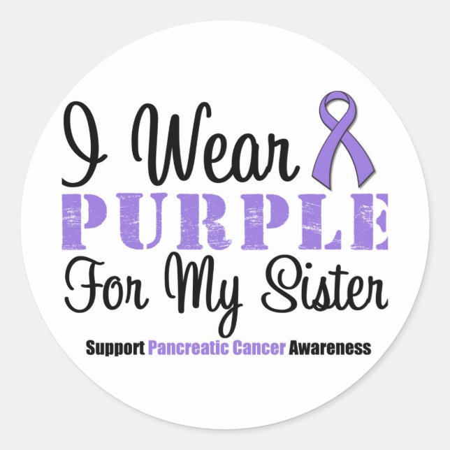 I Wear Purple For My Sister Classic Round Sticker (Front)