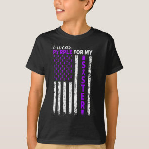 I Wear Purple For My Sister Pancreatic Cancer Usa  T-Shirt