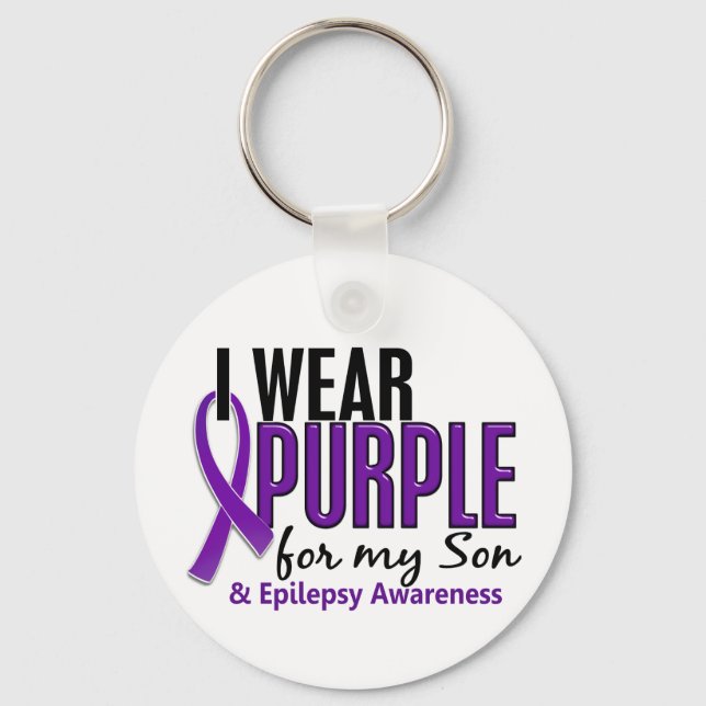 I Wear Purple For My Son 10 Epilepsy Keychain (Front)
