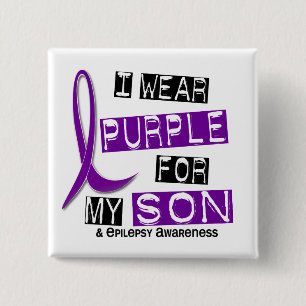 I Wear Purple For My Son 37 Epilepsy 2 Inch Square Button