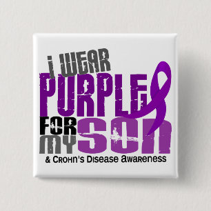 I Wear Purple For My Son 6 Crohn’s Disease 2 Inch Square Button