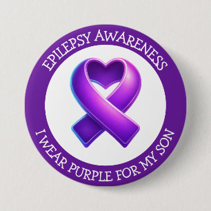I Wear Purple for my Son   Epilepsy Awareness 3 Inch Round Button