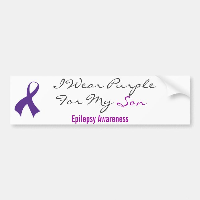 I Wear Purple For My Son Epilepsy Awareness Bumper Sticker (Front)