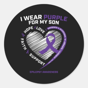 I Wear Purple For My Son Epilepsy Awareness Gifts Classic Round Sticker