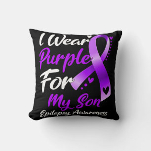 I Wear Purple For My Son Epilepsy Awareness Gifts Throw Pillow