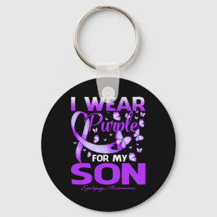 I Wear Purple For My Son Epilepsy Awareness  Keychain