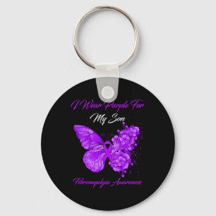 I Wear Purple For My Son Fibromyalgia Awareness Keychain