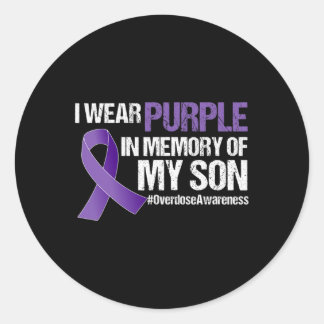 I Wear Purple For My Son Overdose Awareness 1  Classic Round Sticker